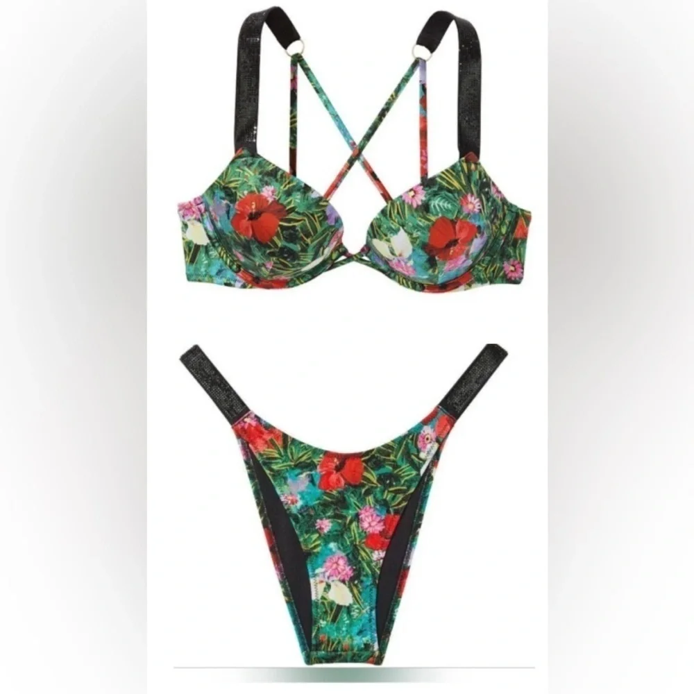 New! SET Victoria’s Secret bombshell tropical shine strap bikini 4752
